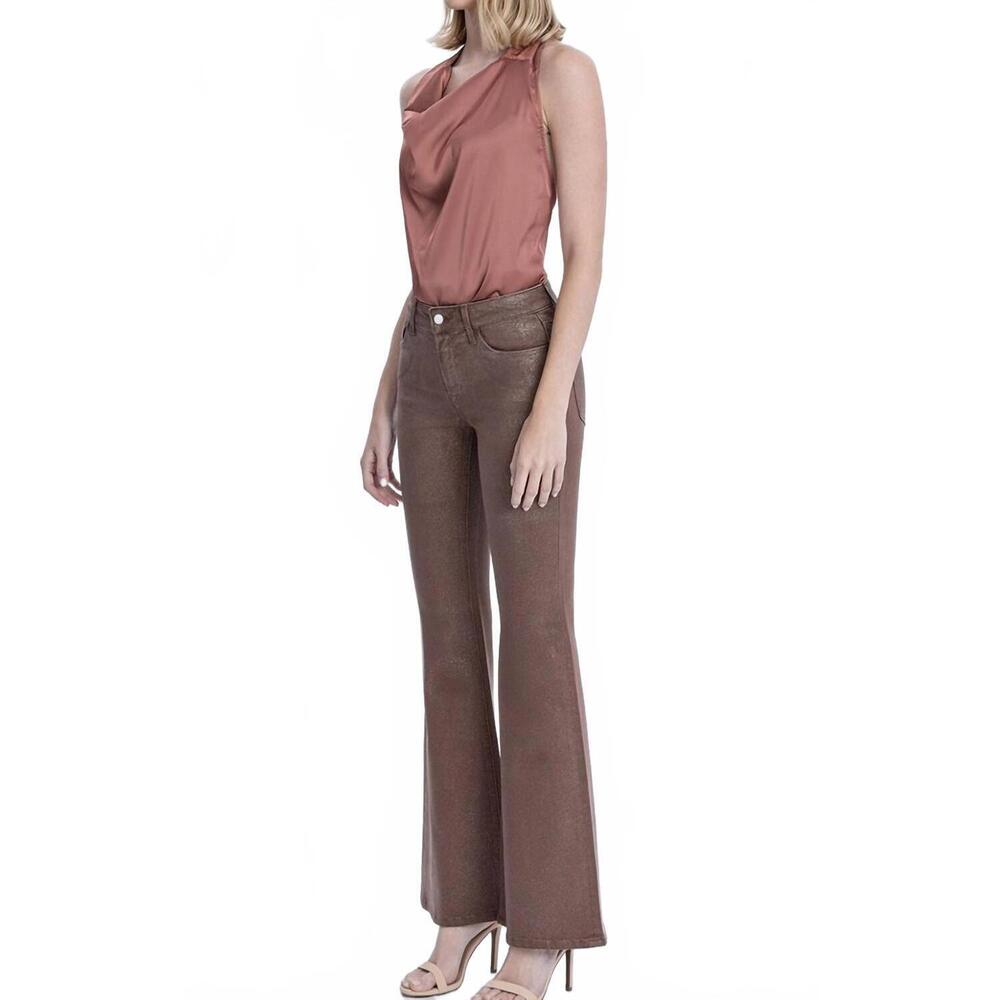 NEW VERVET BY FLYING MONKEY alison mid-rise glitter jean in coco gold - Picture 5 of 8